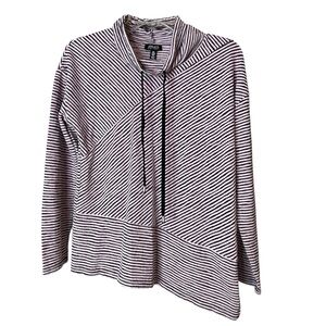Jones New York Women’s Pink/Black Striped Cowl Neck Tunic SZ S